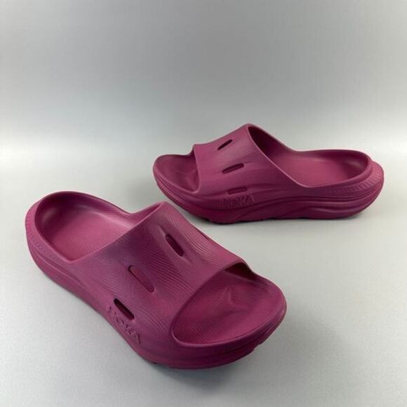 Hoka Ora Recovery Slide 3 Men Size 10 Maroon Comfort Sandals 1135061 BTRT NEW - Picture 2 of 6